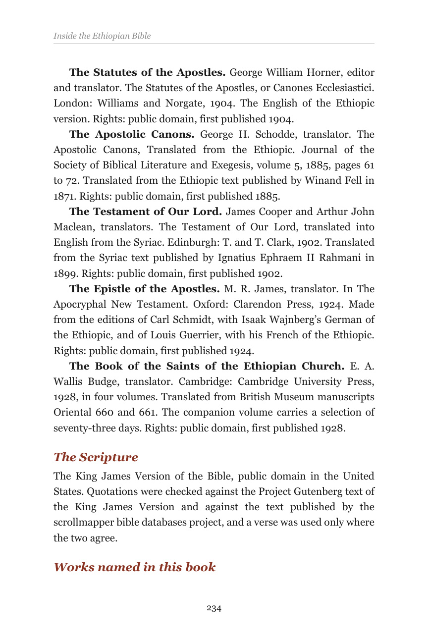 Full credits page — translator, edition, year and rights for every text